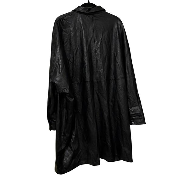 Ruti Black Faux Leather Zip Up Trench Coat Size Small Medium - Picture 4 of 5